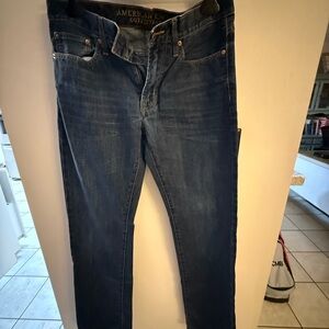 American Eagle Men's Dark Blue Straight Jeans 30x34